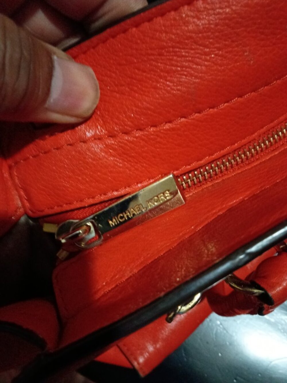Michael Kors Mandarin Sophie Leather Satchel Large Zip Top Bag Tote Satchel Red - Picture 13 of 16